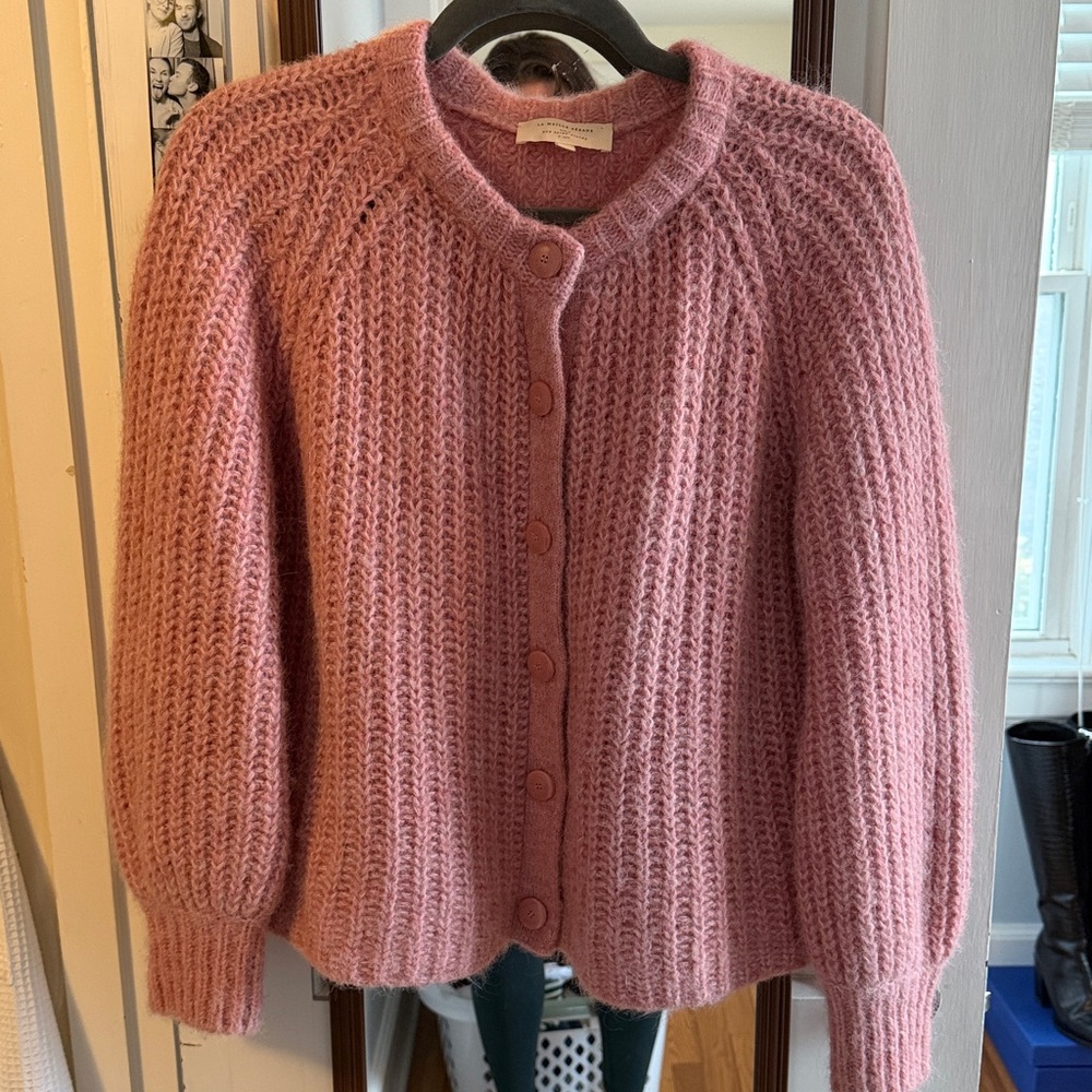Sezane Pink Chunky Knit Button-Front Cardigan - Picture 3 of 4